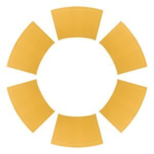 6 Set Wedge Faux Leather Heat Resistant Round Table Mats 20x12 inch Yellow